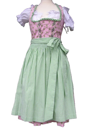 Dirndl klassisch grün rosa